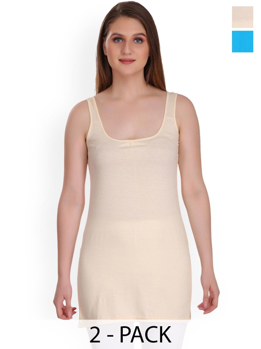 SELFCARE Solid Long Pack of 2 Sleeveless Camisoles
