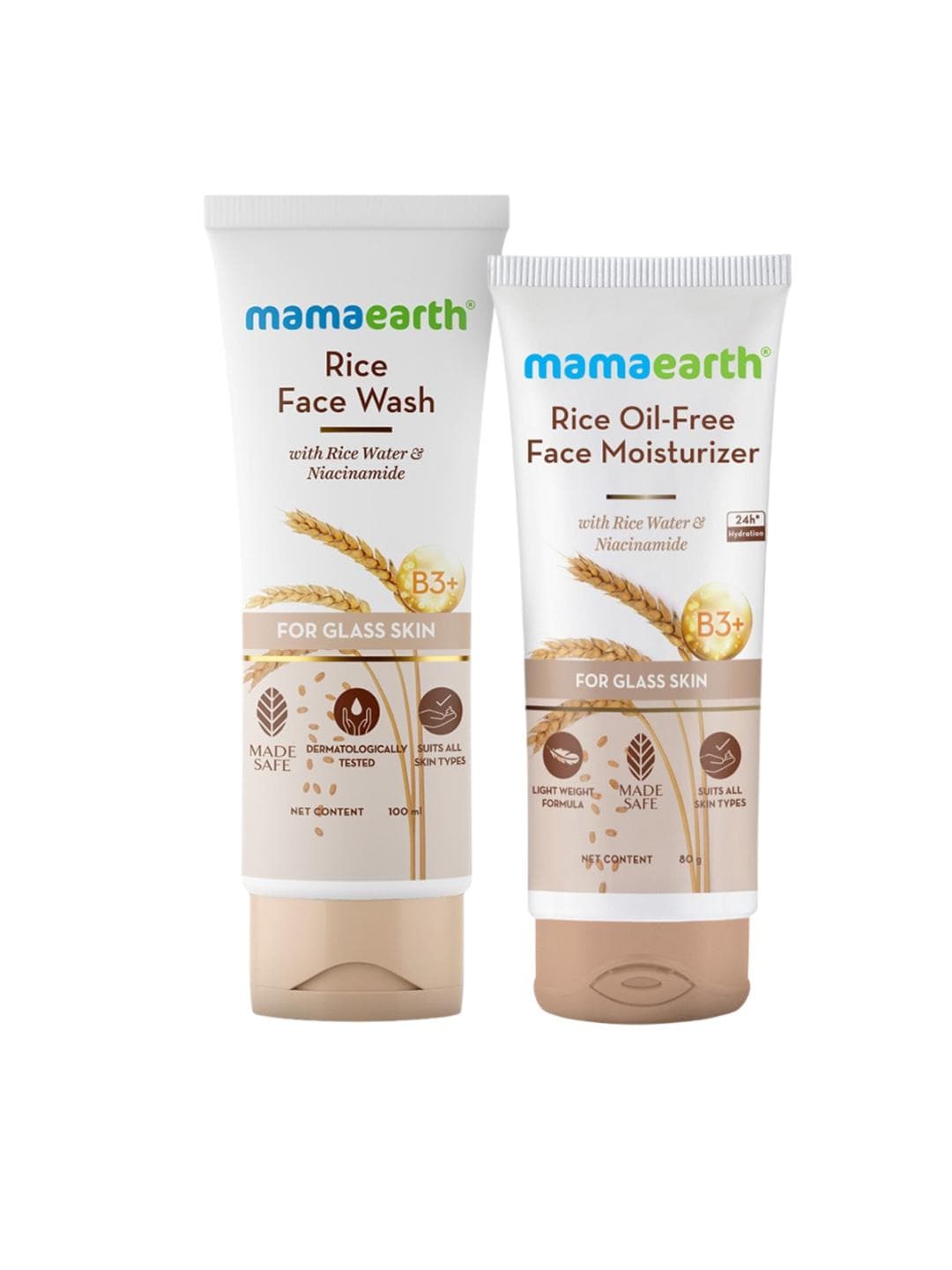 Buy Mamaearth Set Of 2 Rice Face Wash 100ml & Rice Oil Free Moisturizer 80g - - Personal Care for Unisex
