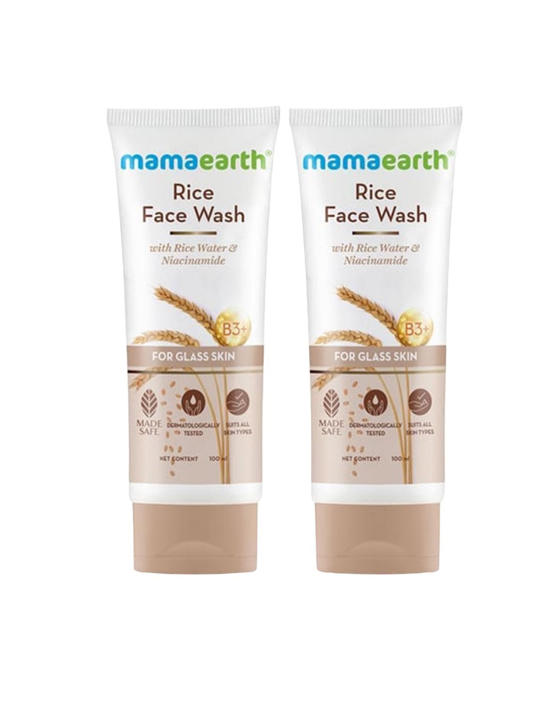 Buy Mamaearth Set Of 2 Rice Face Wash For Glass Glow With Niacinamide 100ml Each - - Personal Care for Unisex