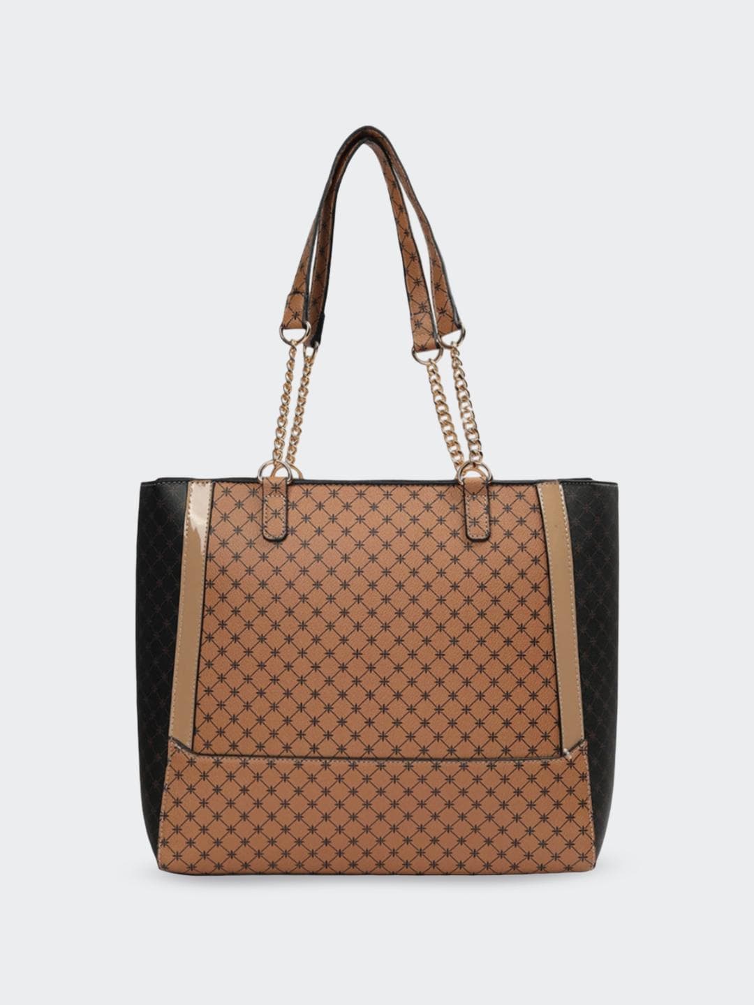 max Colourblocked PU Oversized Structured Shoulder Bag