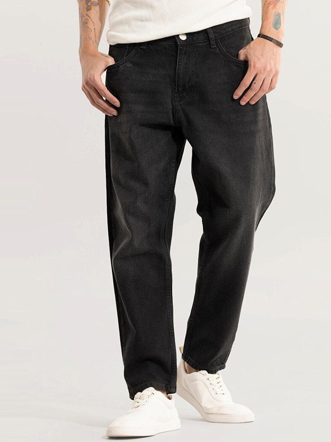 Snitch Men Light Fade Pure Cotton Baggy Jeans
