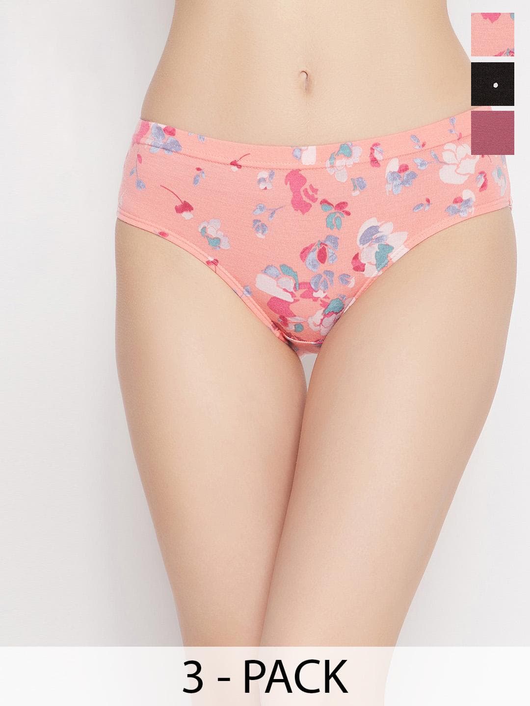 Clovia Pack Of 3 Printed Hipster Briefs