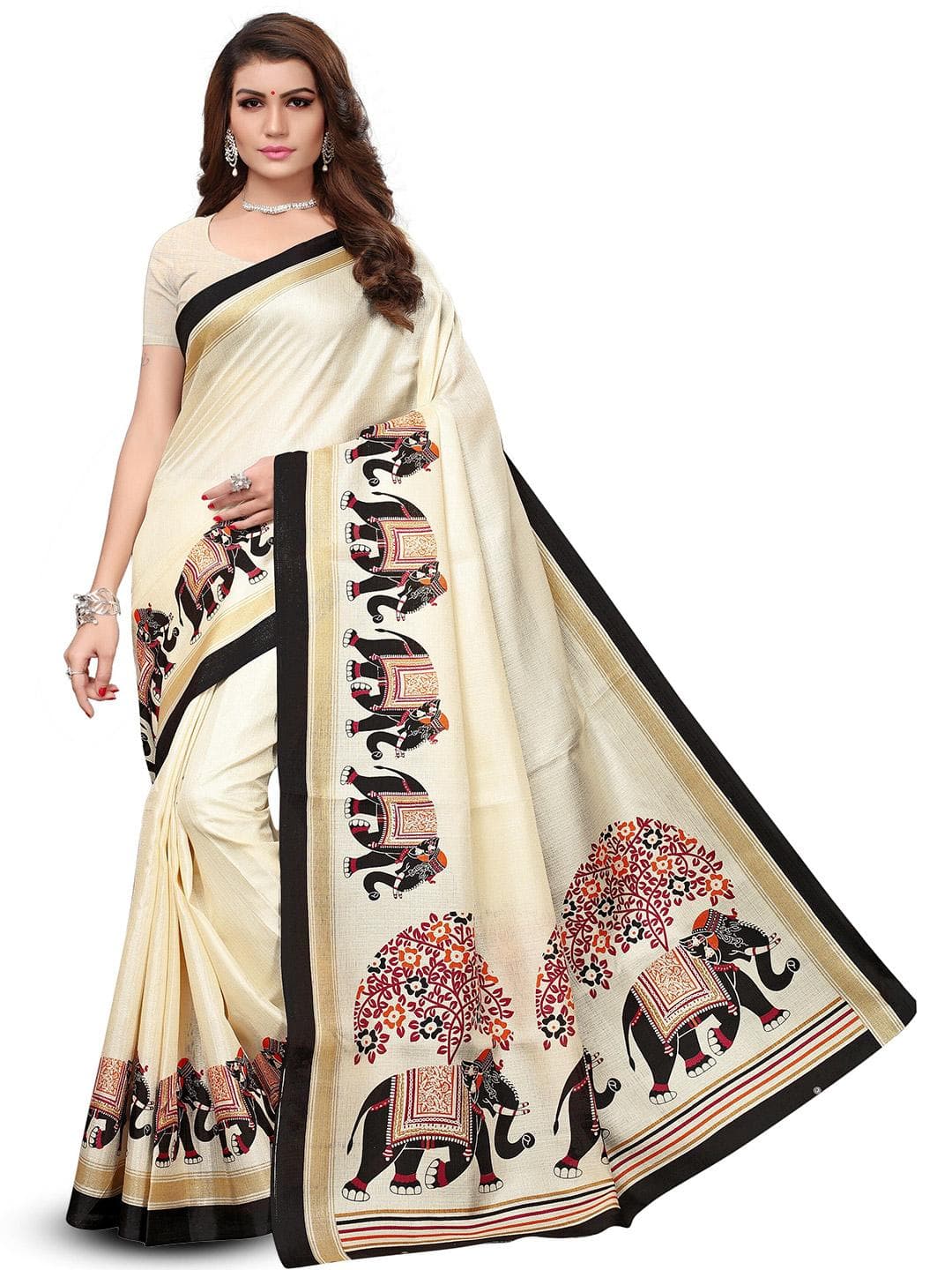 KALINI Ethnic Motifs Silk Cotton Kanjeevaram Saree