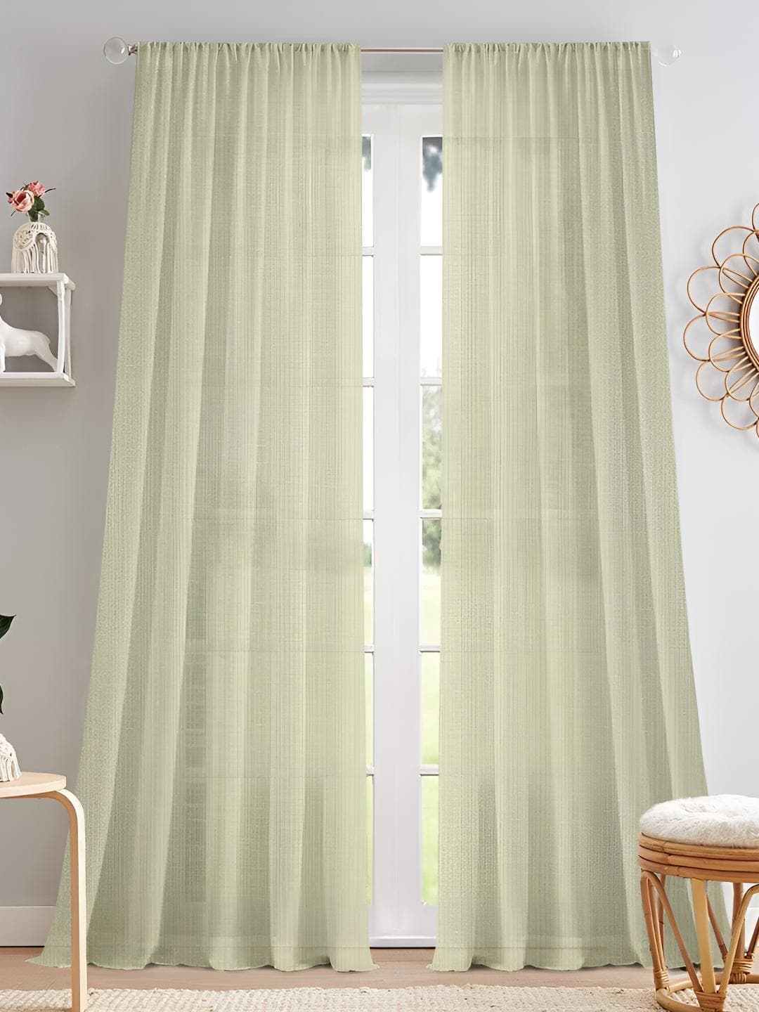 Buy Cortina Cream Coloured 2 Pieces Sheer Long Door Curtain - - Home for Unisex