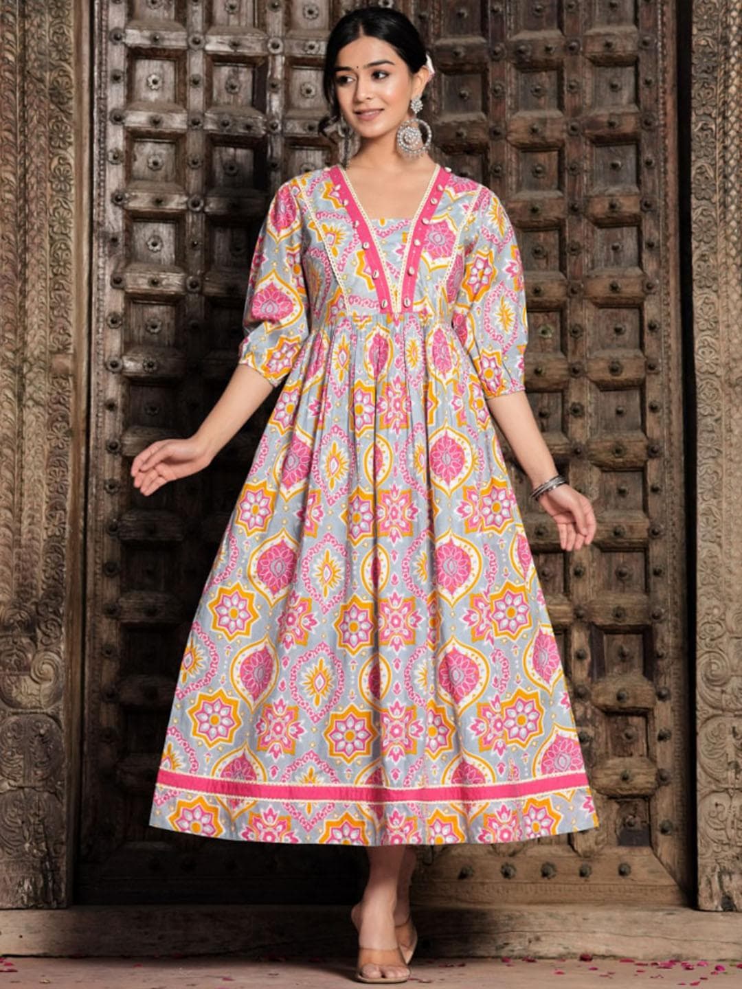 KALINI Women Ethnic Motifs Printed Floral Anarkali Kurta