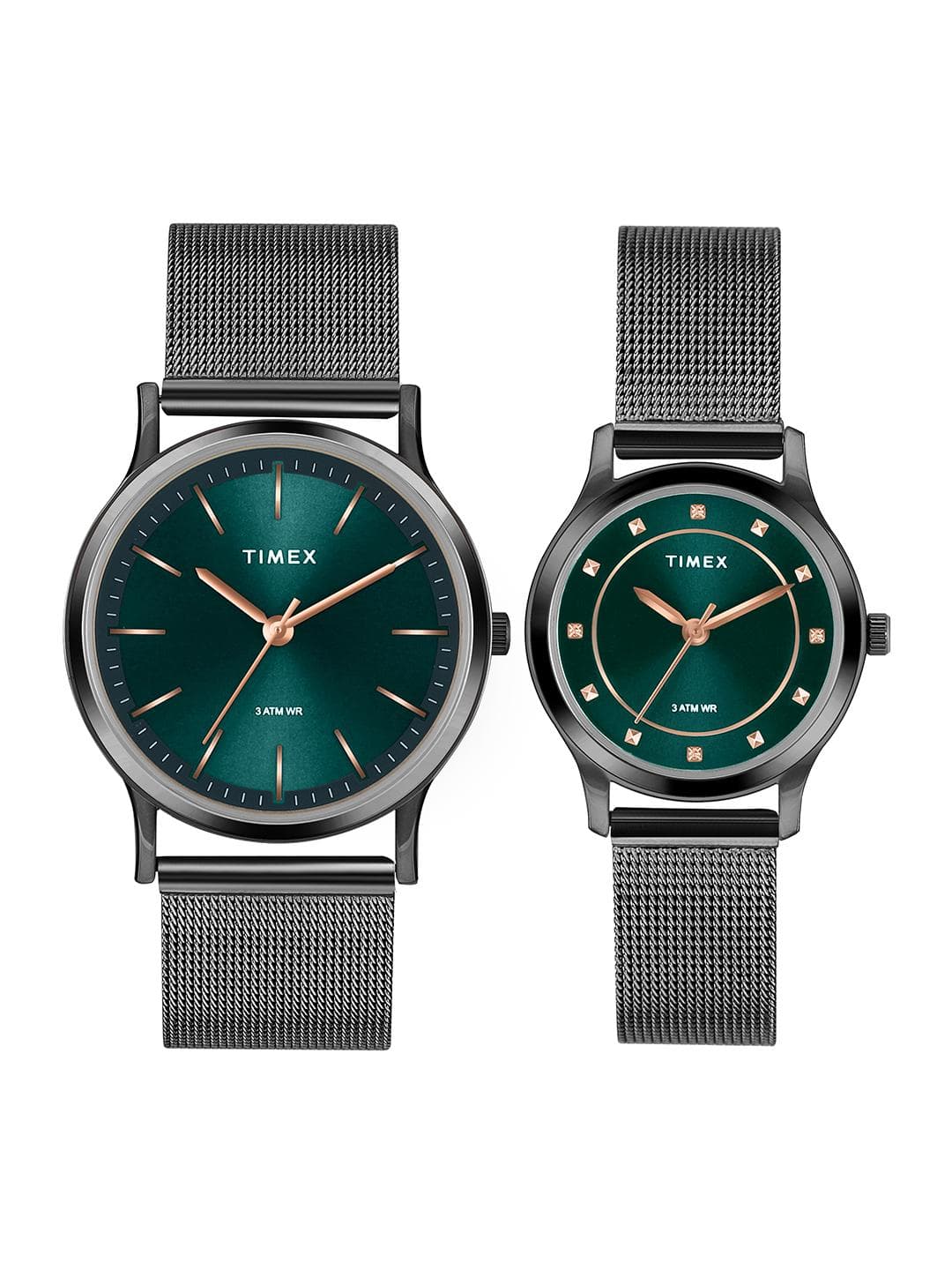 Buy Timex Round 39mm Green Dial Analog Pair Watch TW00ZP003 - - Accessories for Unisex