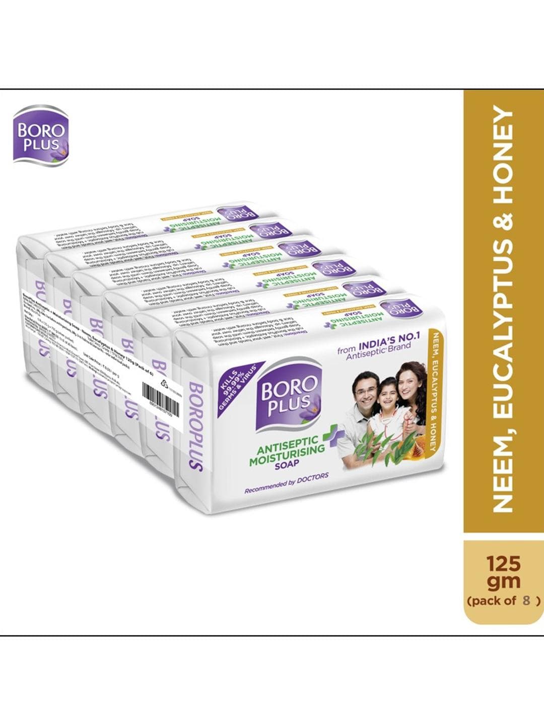 Buy BOROPLUS Set Of 8 Antiseptic Moisturising Soap With Neem, Eucalyptus & Honey 125g Each - - Personal Care for Unisex