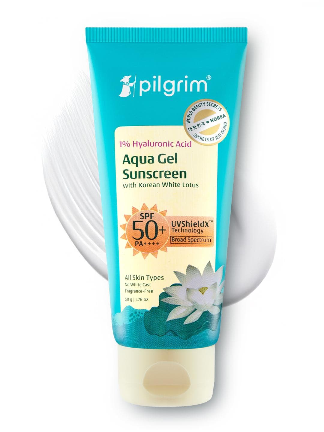 Buy Pilgrim 1% Hyaluronic Acid SPF50 PA+++ Sunscreen Gel With Korean White Lotus 50 G - - Personal Care for Unisex