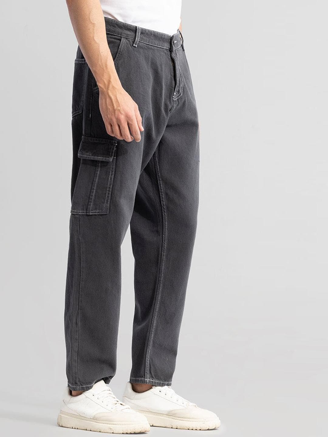 Snitch Baggy Fit Cotton Cargo Jeans