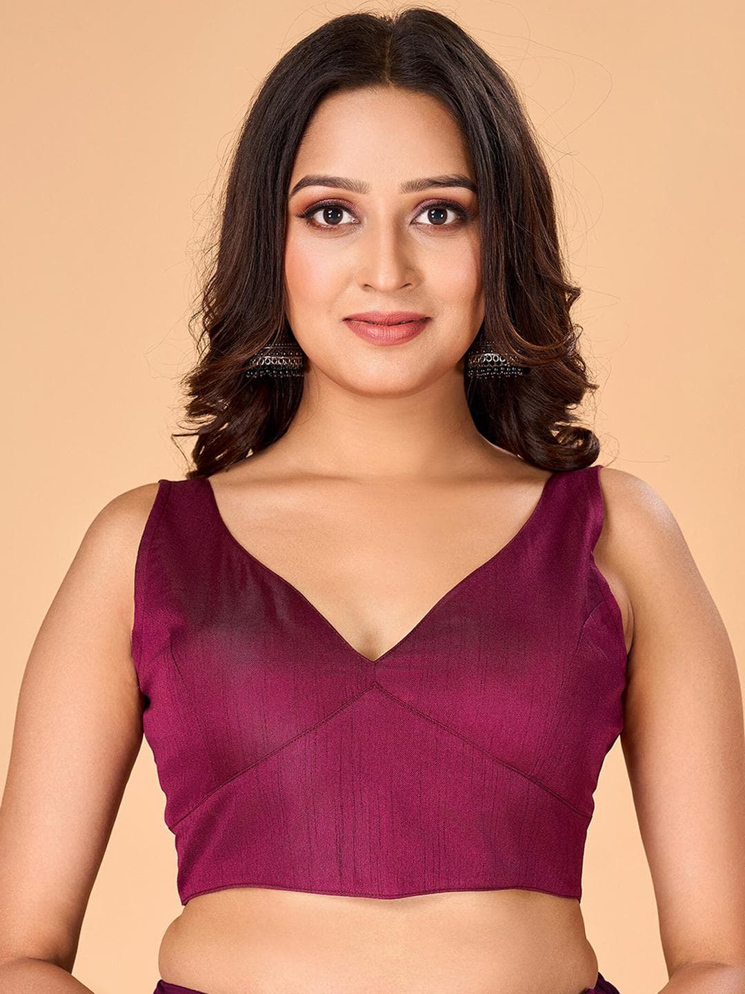 flaher V-Neck Silk Saree Blouse
