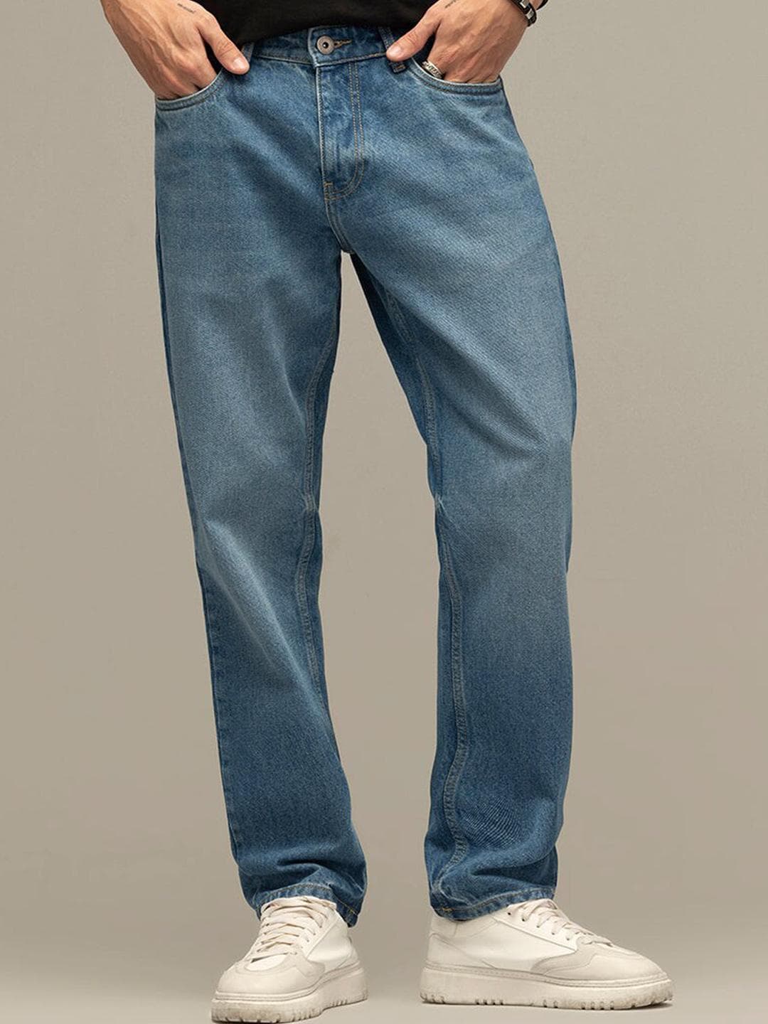 Snitch Men Smart Relaxed Fit Pure Cotton Jeans