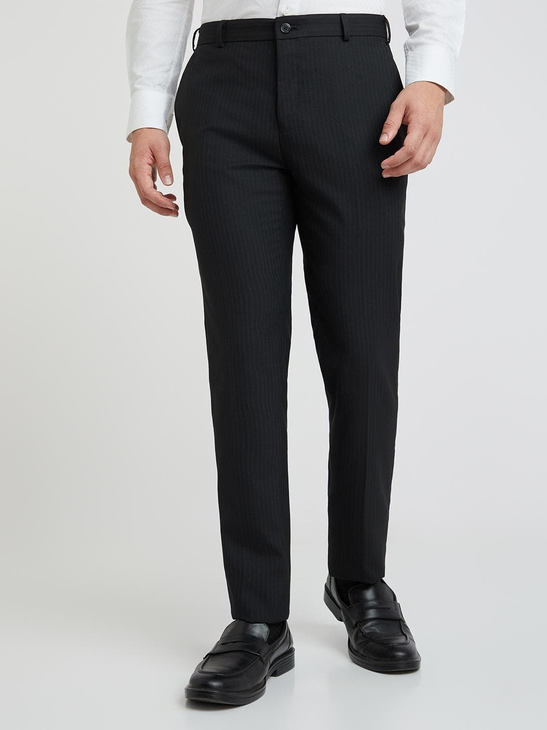Raymond Men Striped Slim Fit Formal Trousers