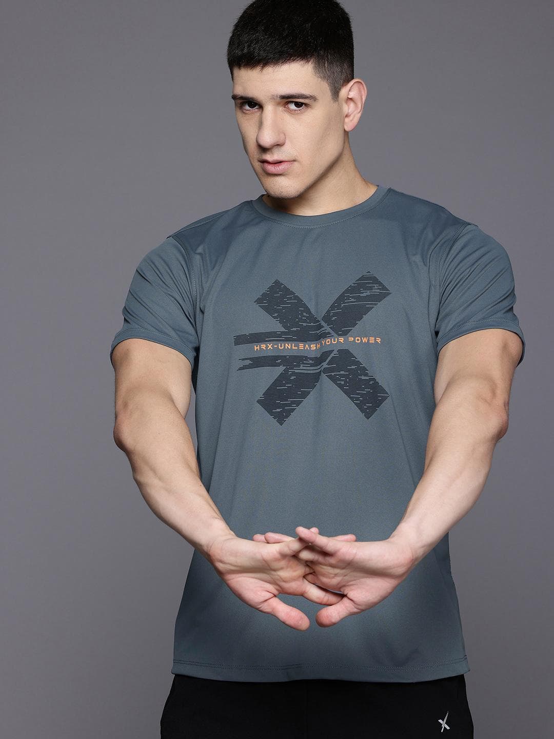HRX by Hrithik Roshan Brand Logo Printed Training T-shirt