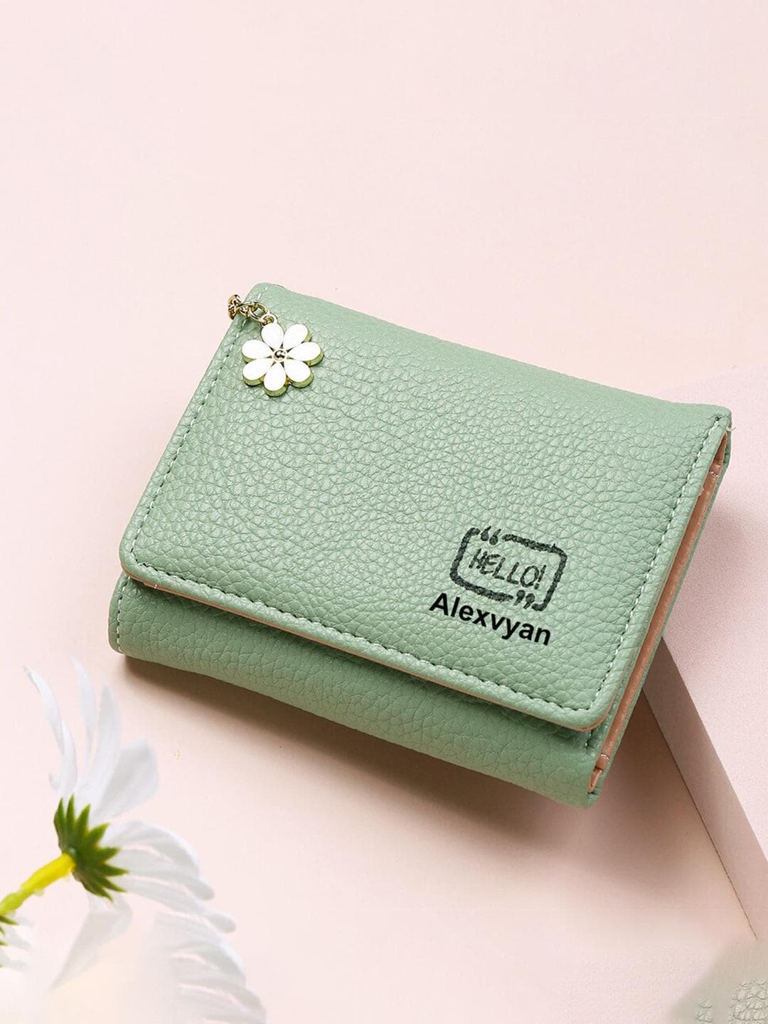 Buy Alexvyan Women Green Textured RFID Three Fold Wallet - - Accessories for Women