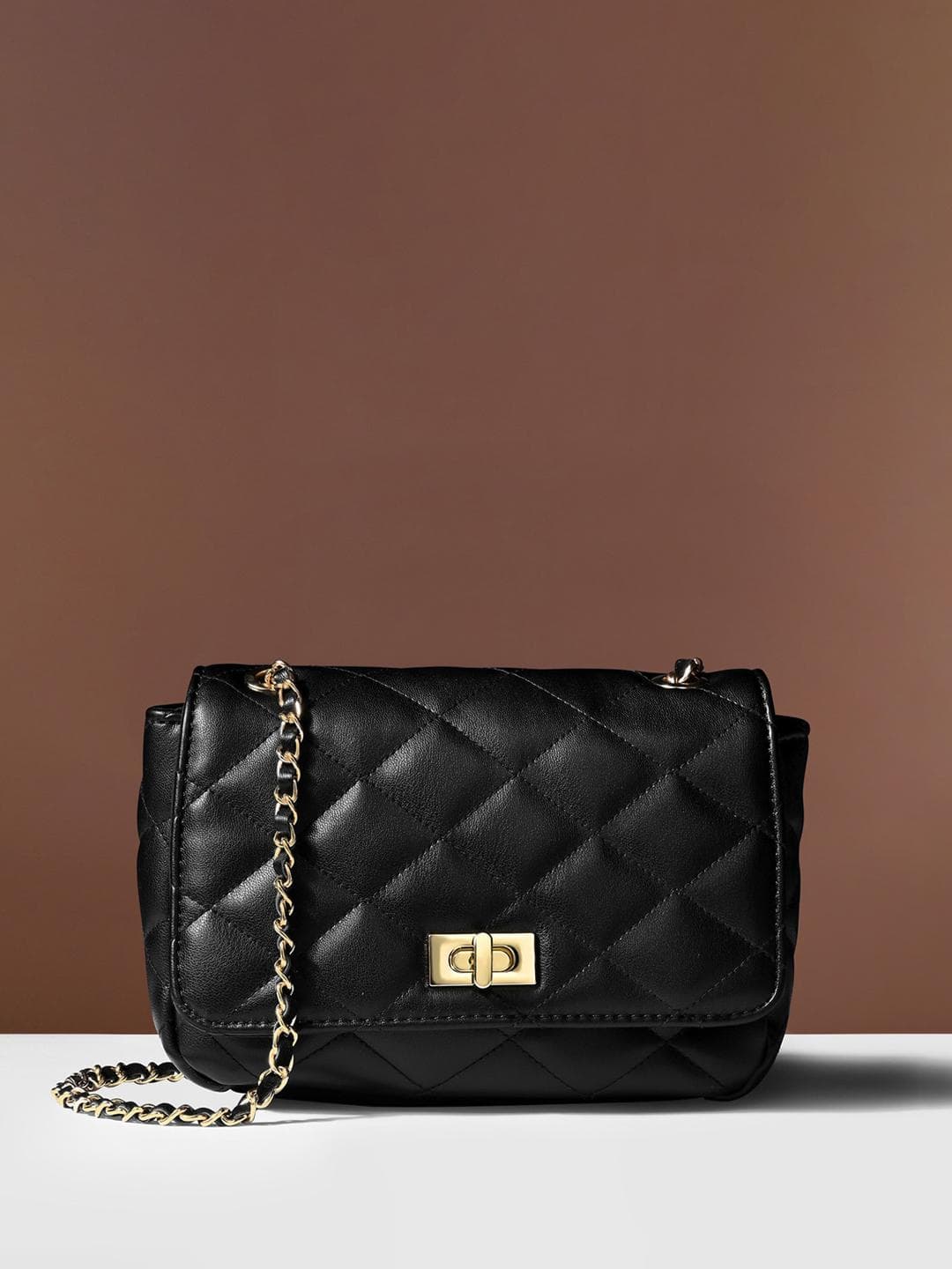 Accessorize Textured Synthetic Leather Structured Quilted Sling Bag