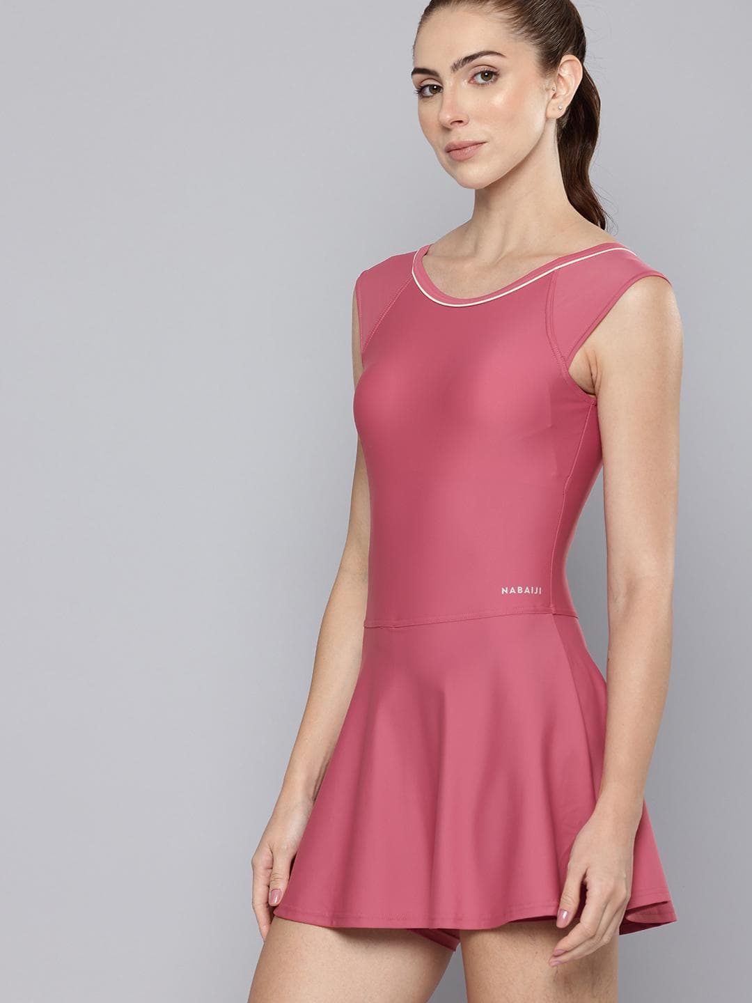 Decathlon Nabaiji - Women Pink Chlorine Resistance One-piece Skirt Swimsuit