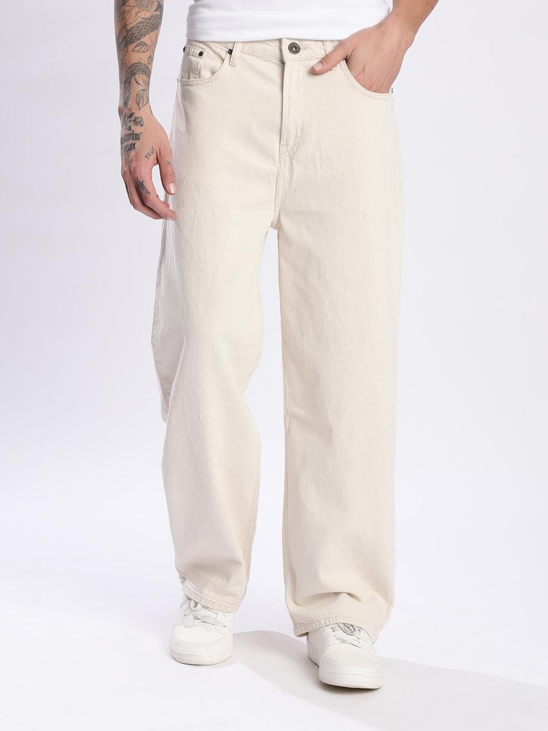 The Lifestyle Co. Men Pure Cotton Baggy Fit Denim Jeans