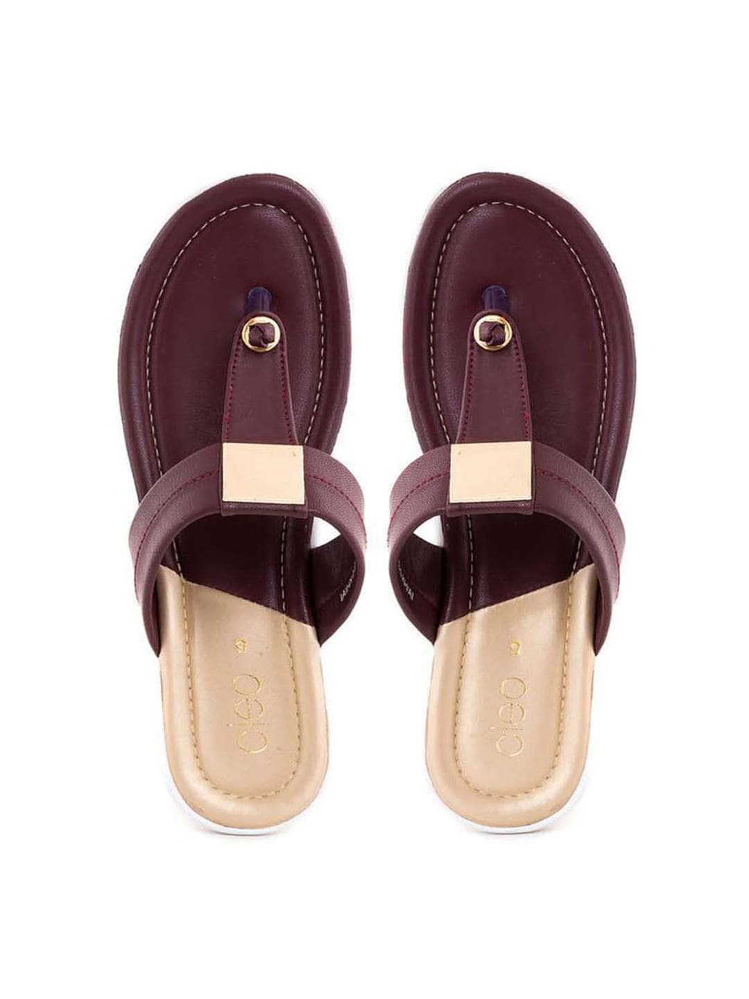 Khadims Colourblocked T-Strap Flats Flats
