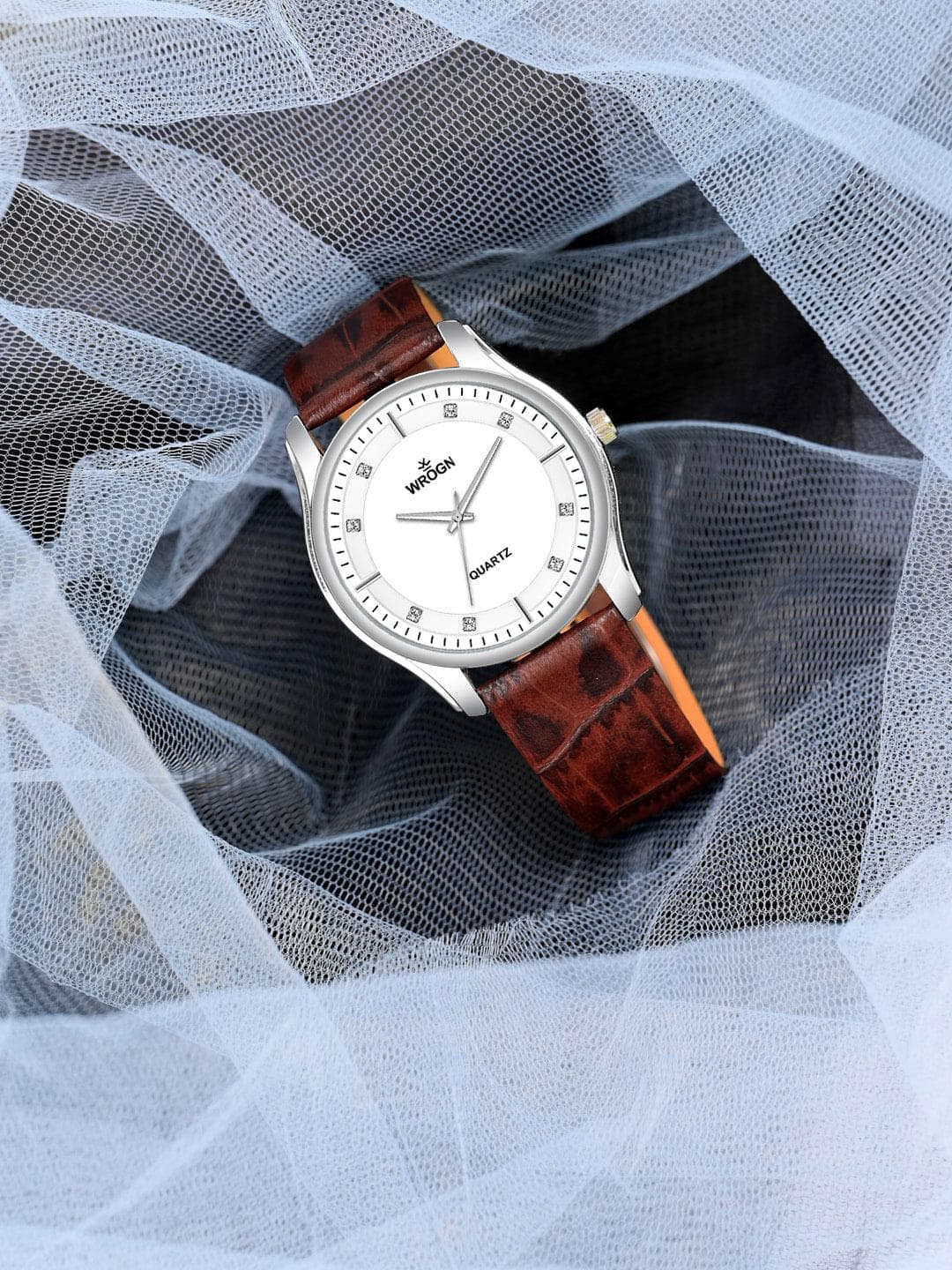 WROGN Men Textured Dial & Leather Bracelet Style Straps Analogue Watch HOBWRG0459