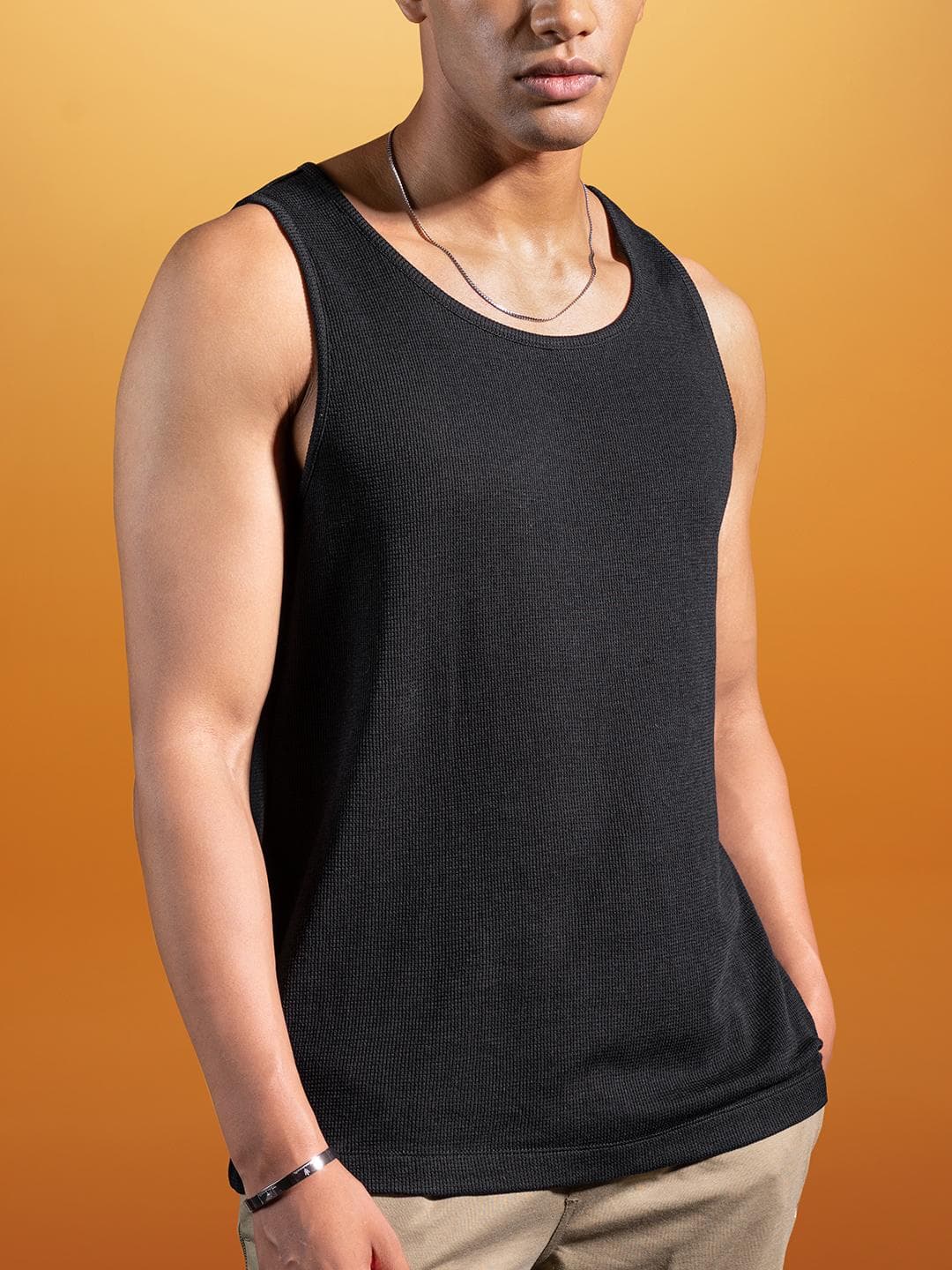 DAMENSCH Statement Waffle Premium Waffle Texture Colours by High IQ Dyes Tank Tops