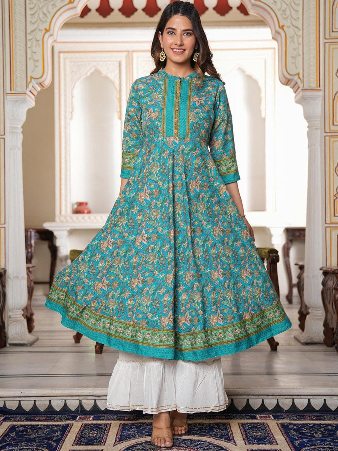 KALINI Floral Printed Anarkali Kurta