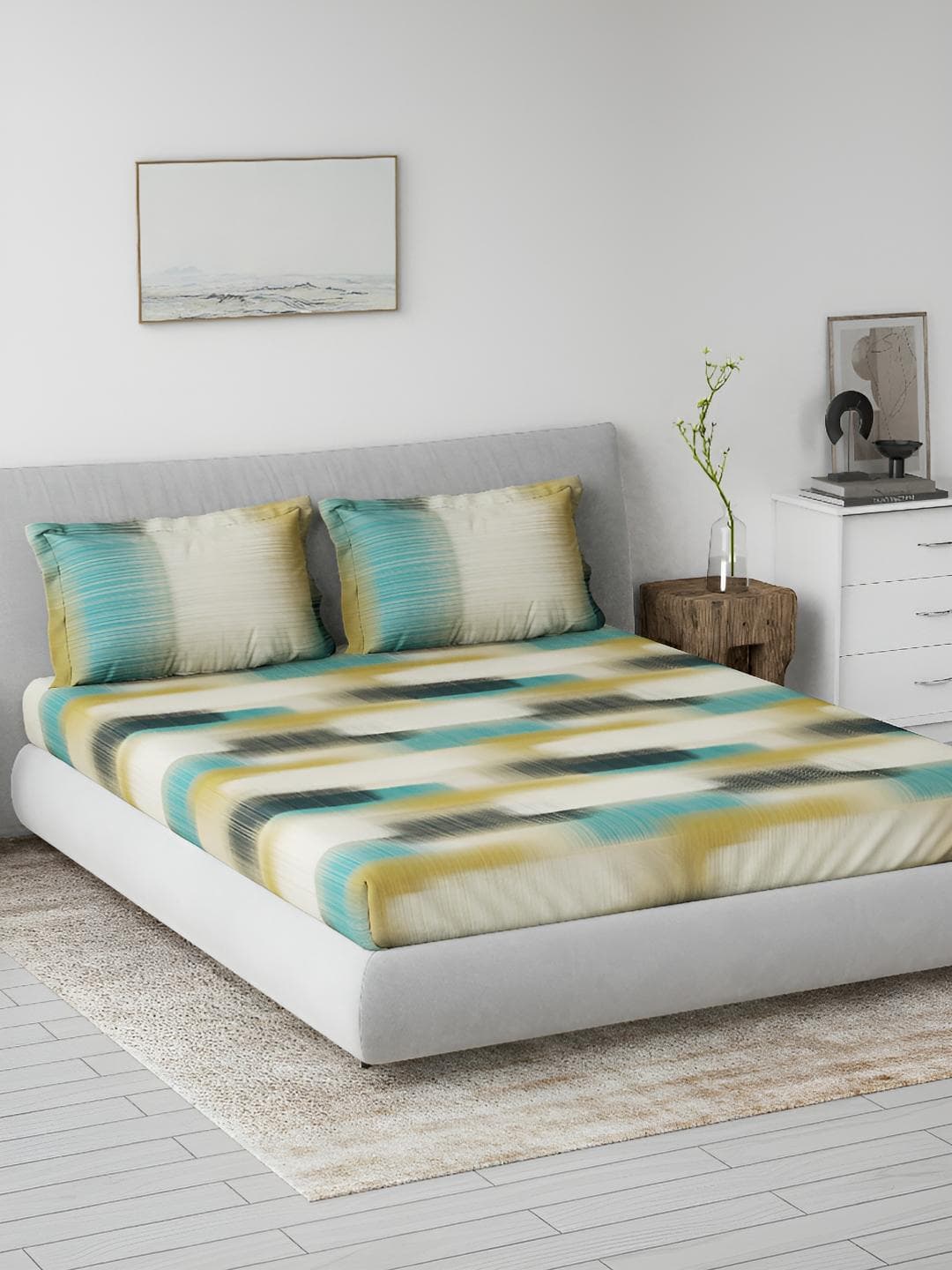 DDecor Primary Collection Printed Pure Cotton 145TC King Bedsheet with 2 Pillow Covers