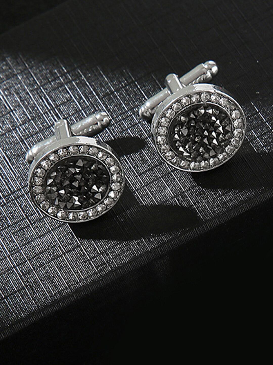 Buy Peora Silver Plated Embellished Cufflink - - Accessories for Men