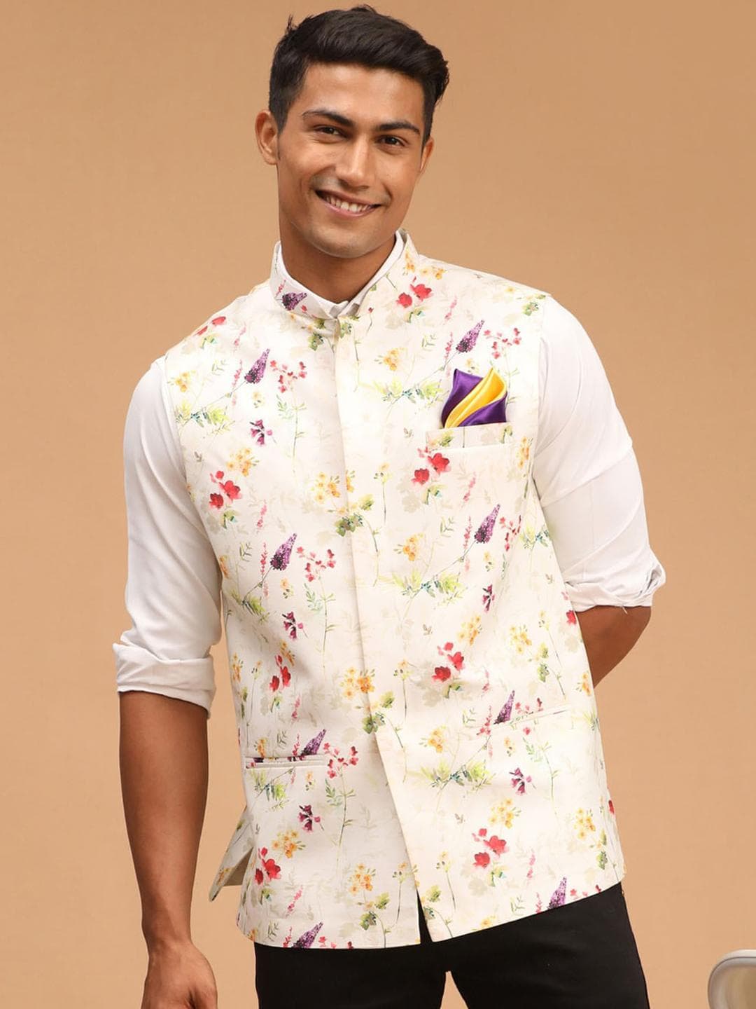 VASTRAMAY Printed Nehru Jacket