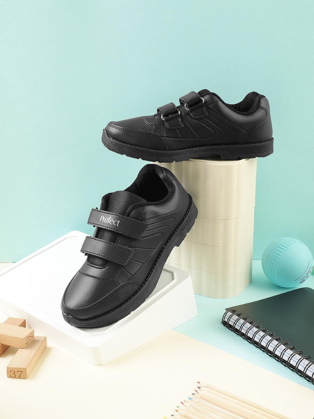Liberty Prefect kids Black Velcro School Shoes