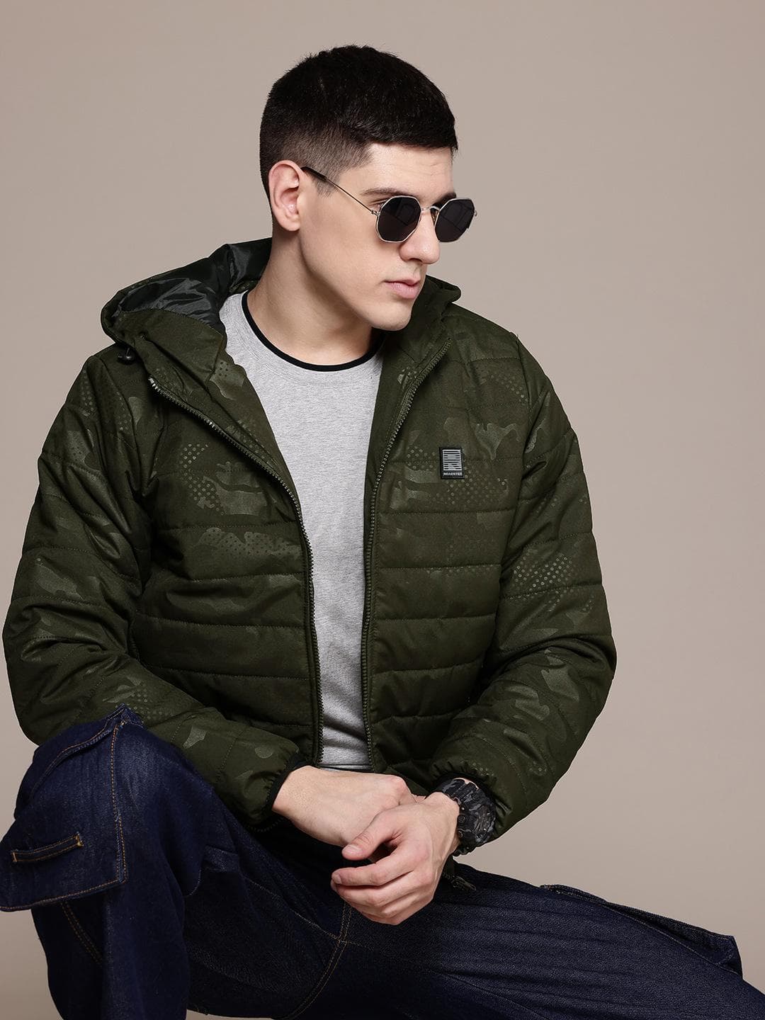 The Roadster Lifestyle Co. Camouflage Printed Padded Jacket