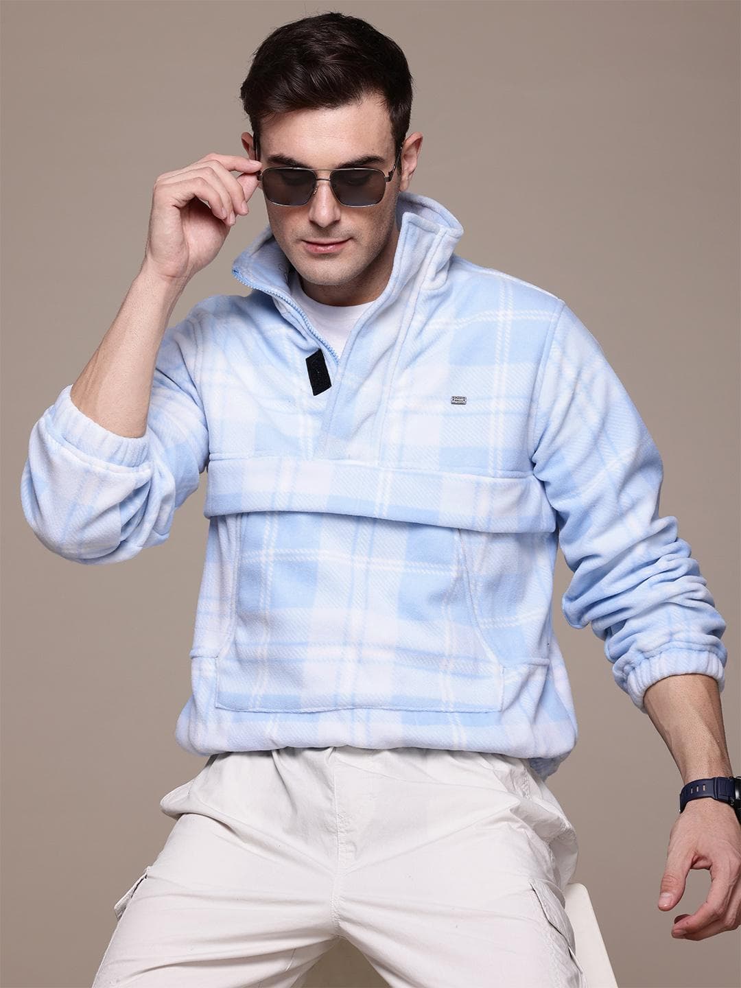 The Roadster Lifestyle Co. Fleece Checked Sweatshirt