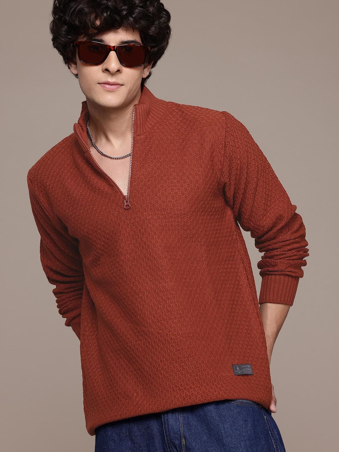 The Roadster Lifestyle Co. Pure Acrylic Self-Design Pullover