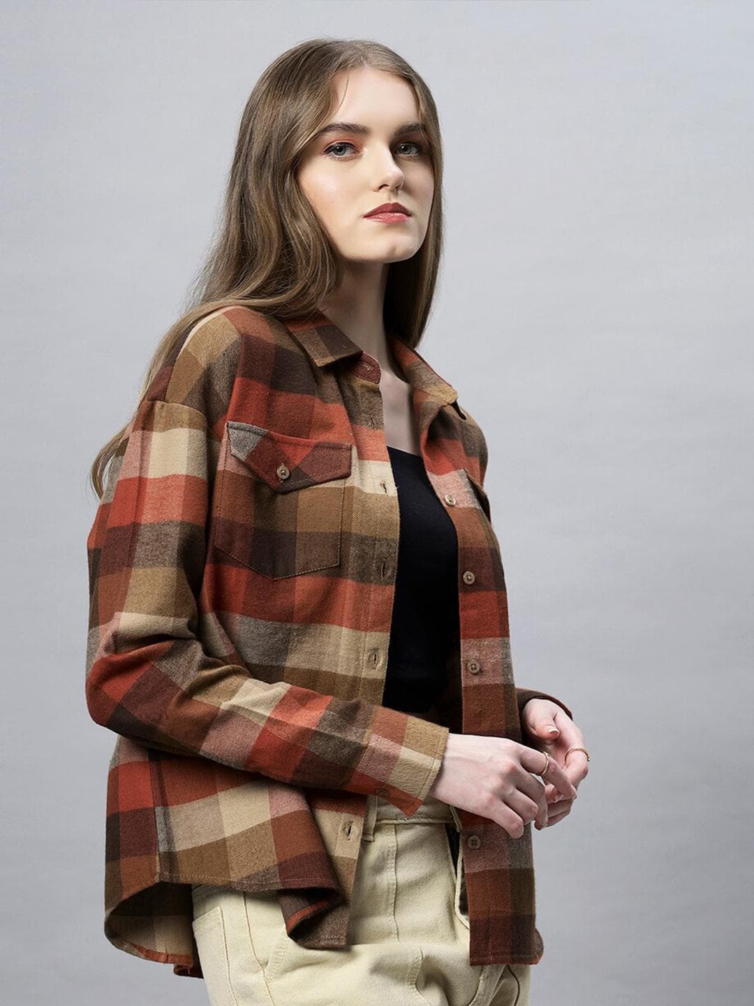 The Roadster Lifestyle Co Checked Pure Cotton Shirt