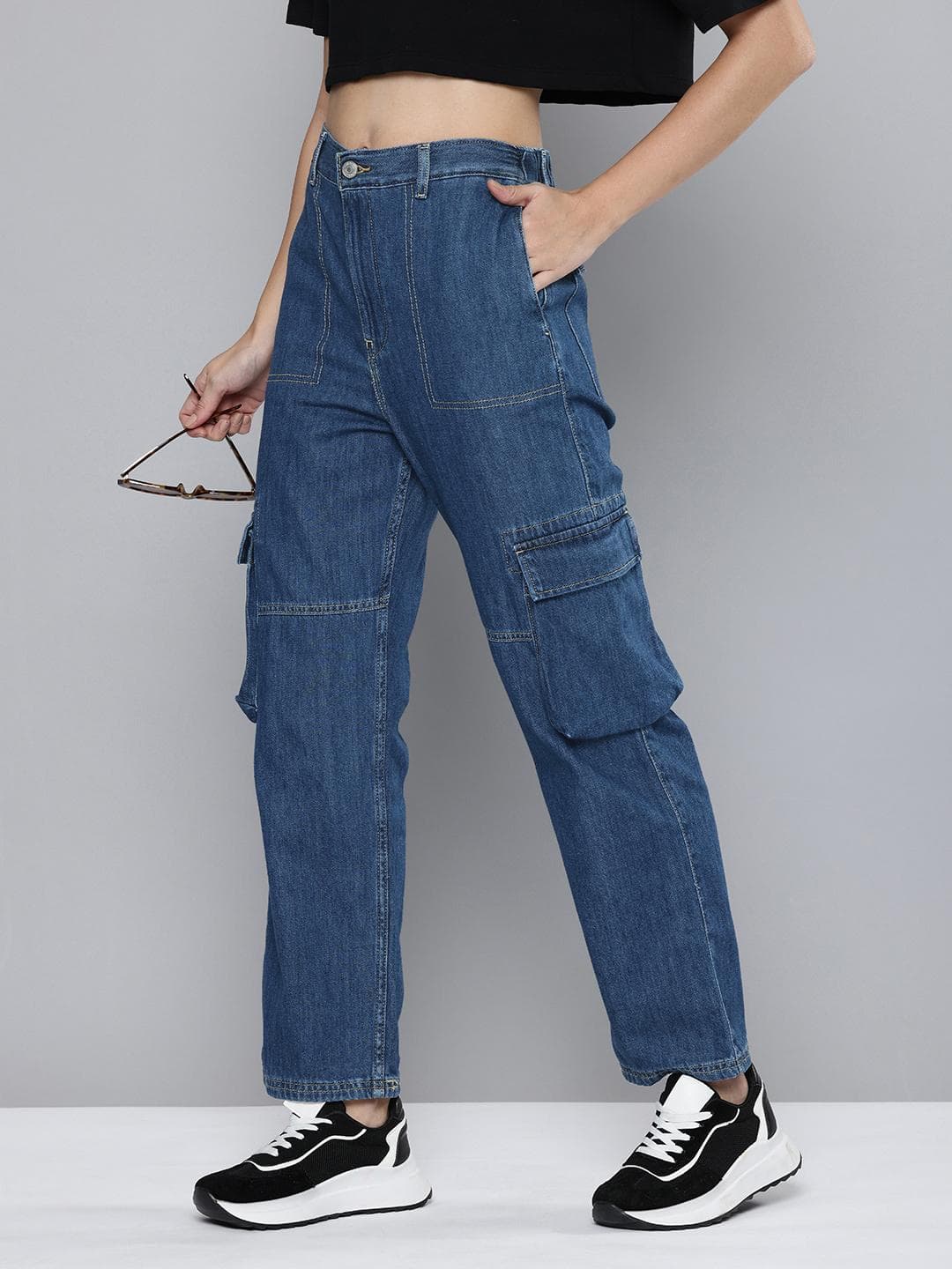 Levis Women's Blue Bootcut Fit Mid Rise Jeans