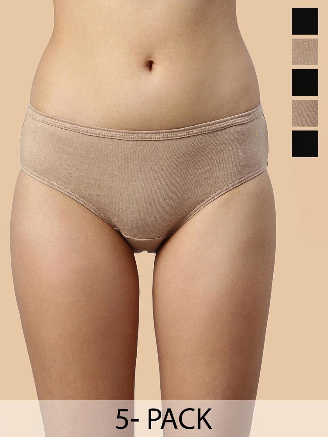Buy Enamor Pack Of 5 Classic Antimicrobial & Stain Release Finish Bikini Briefs - - Apparel for Women