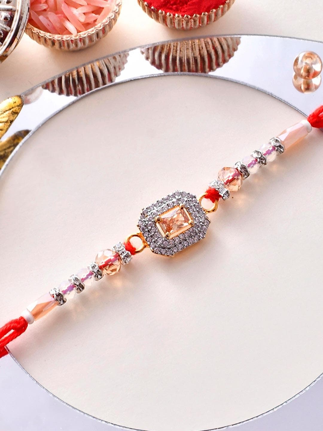 Men's Traditional Design Beaded Thread Rakhi For Brother