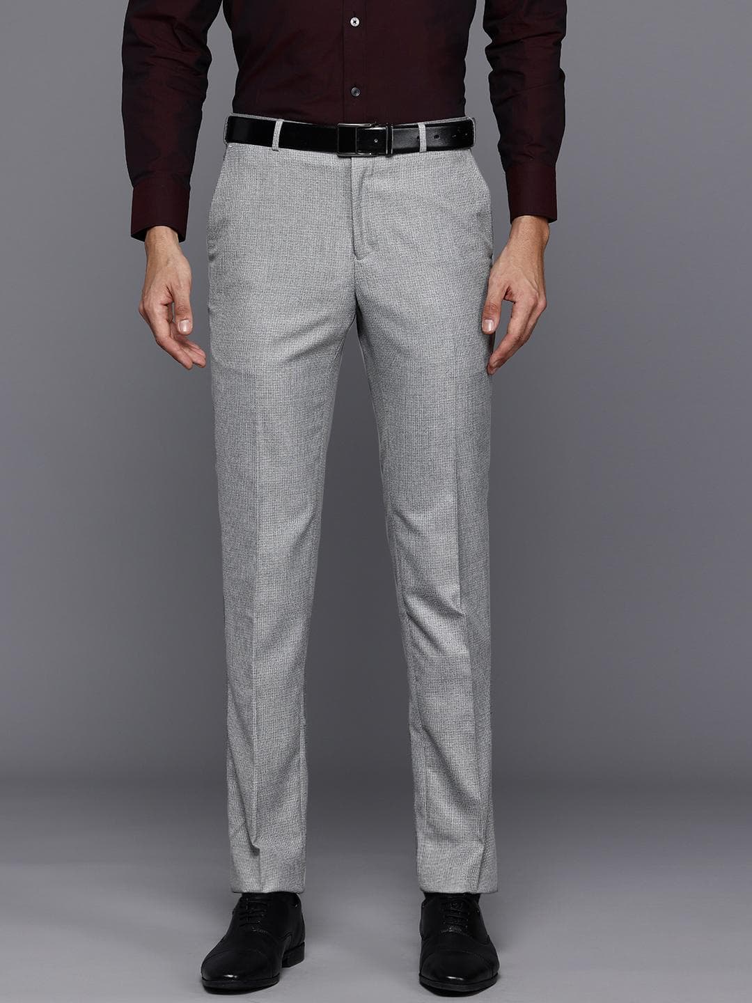 Raymond Men Textured Slim Fit Formal Trousers