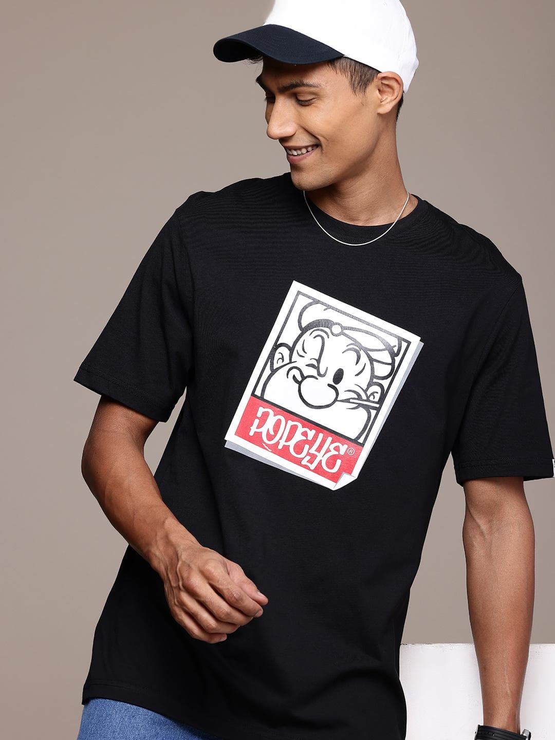 WROGN Popeye Printed Pure Cotton Regular Fit T-shirt