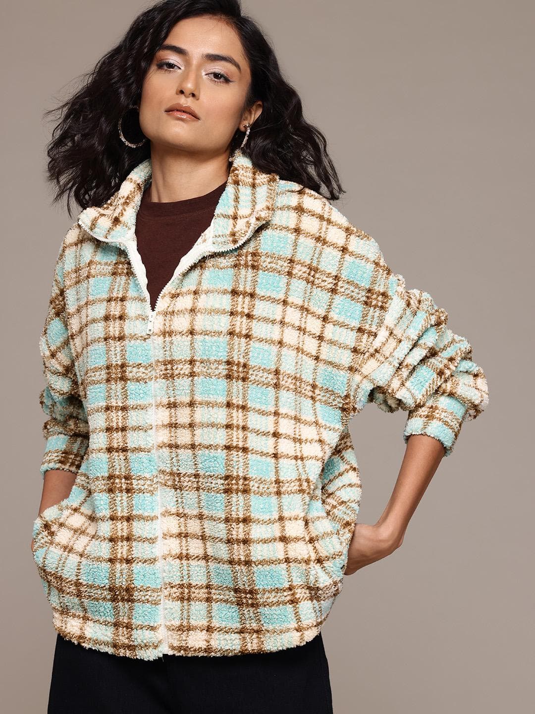 The Roadster Lifestyle Co. Checked Fleece Sweatshirt