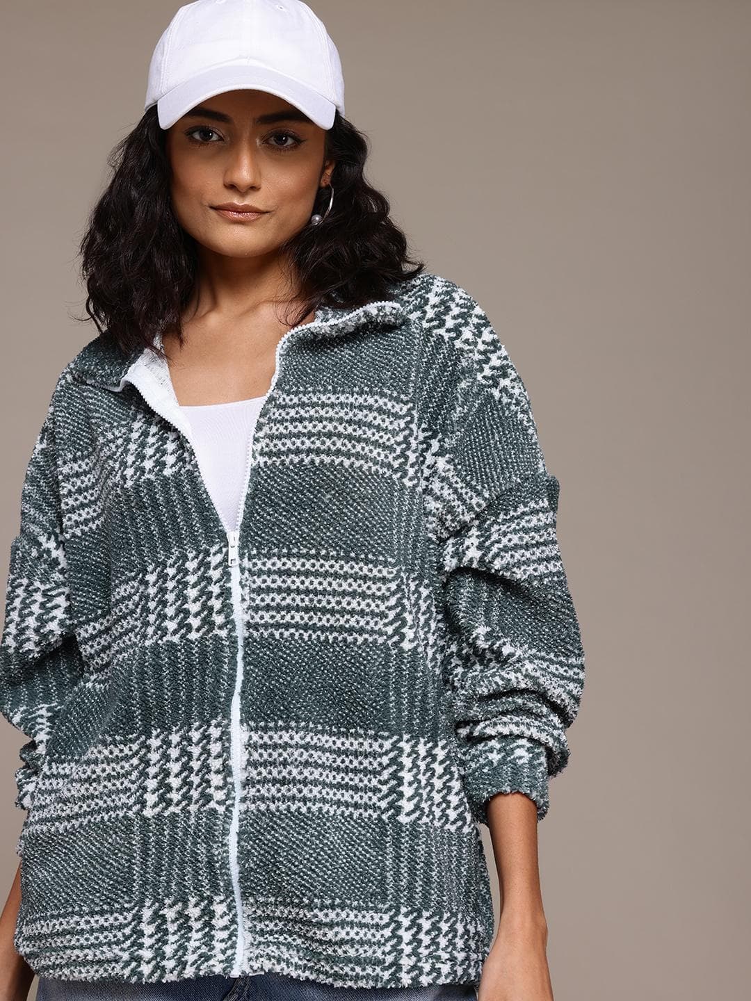 The Roadster Lifestyle Co. Checked Fleece Sweatshirt