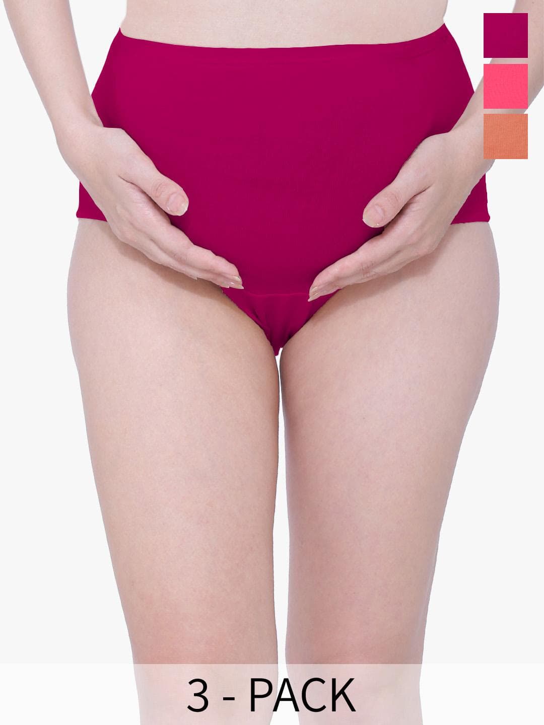 Buy Evamomies Pack Of 3 Cotton Maternity Briefs EVA003_PeachCarrotMagentaPK3 - - Apparel for Women
