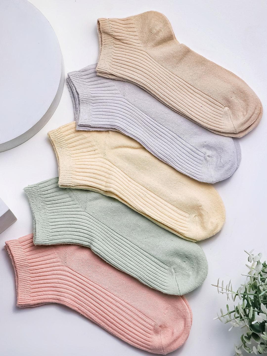Brauch Women Pack Of 5 Assorted Cotton Ankle-Length Socks