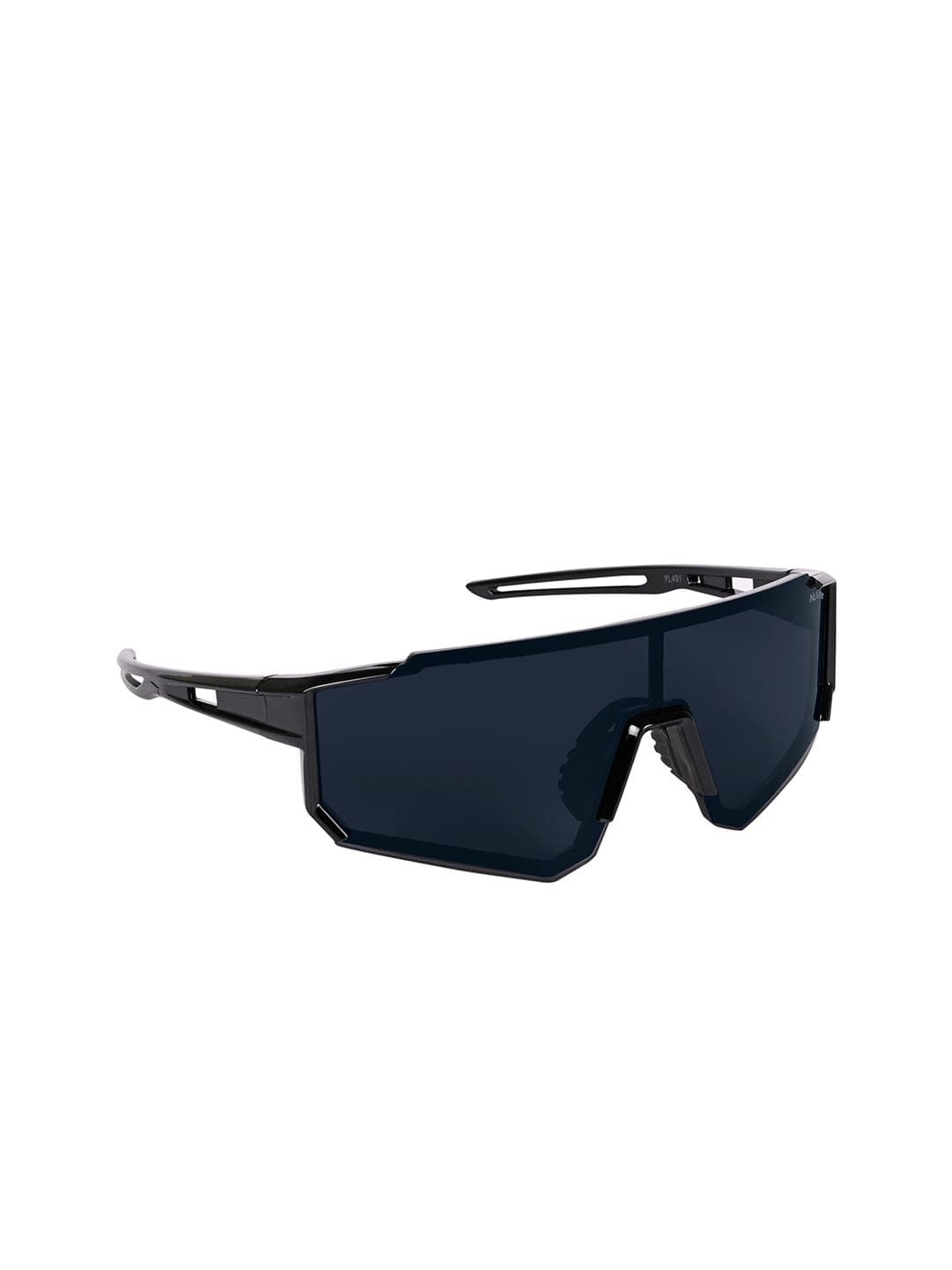 Buy NuVew Unisex Sports Sunglasses With UV Protected Lens ES_16498 34 NW YL491 BLK BLK SPWA - - Accessories for Unisex