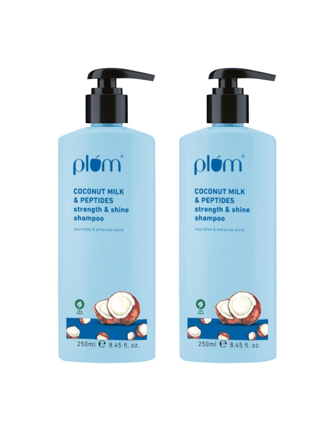 Plum Set of 2 Coconut Milk & Peptides Strength & Shine Shampoo - 250ml each
