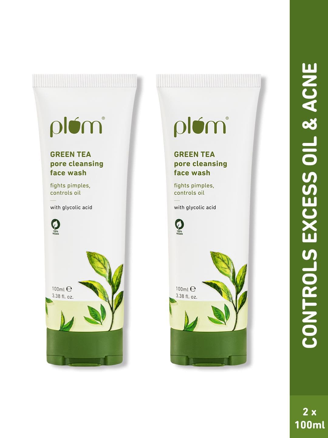 Buy Plum 2Pcs Green Tea Pore Cleansing Gel Face Wash With Glycolic Acid 100ml Each - - Personal Care for Unisex
