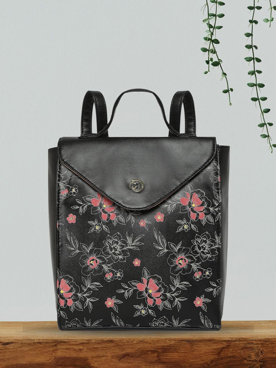 Caprese Snow Women Black Medium Backpack