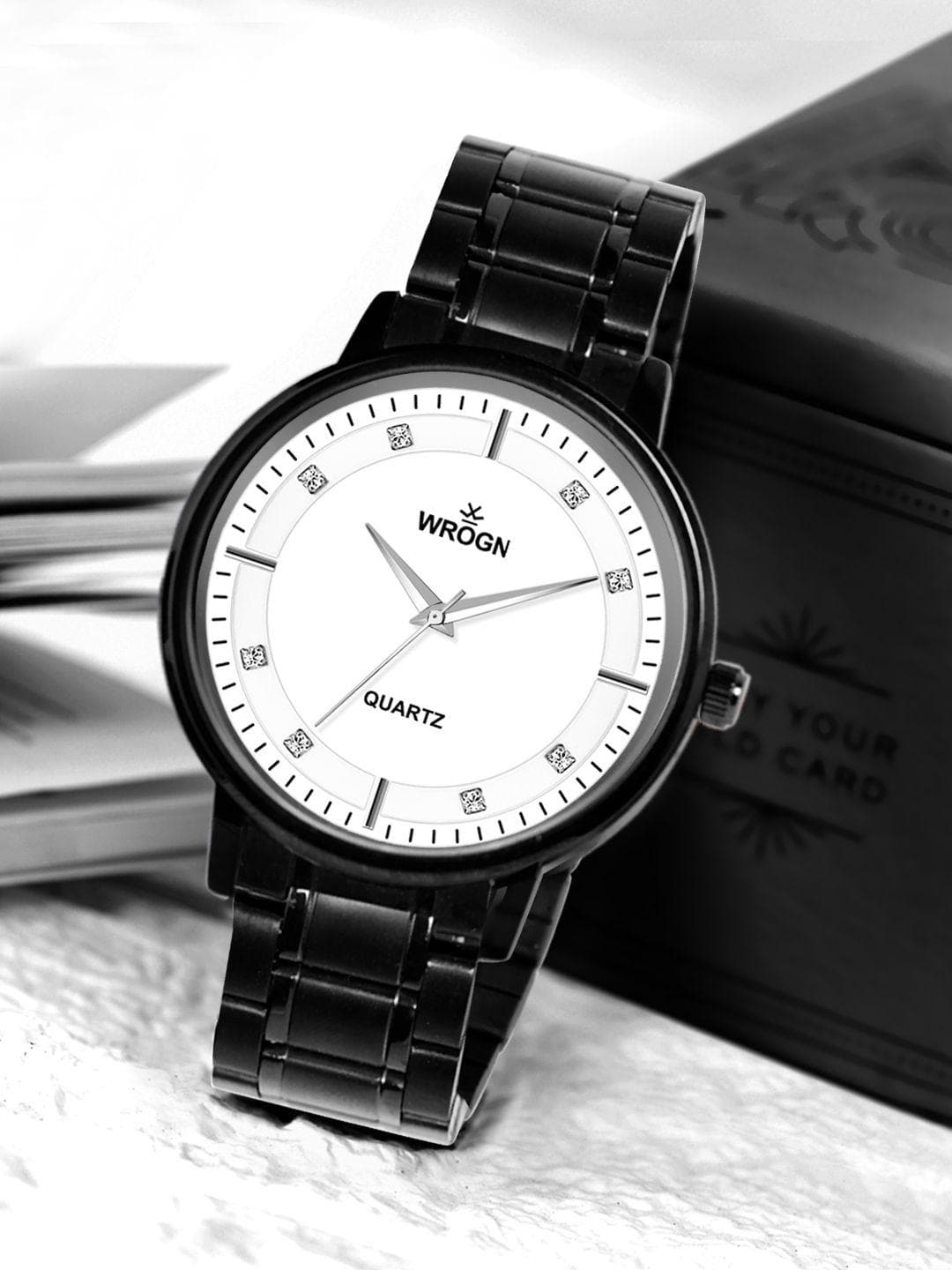 WROGN Men Embellished Dial & Stainless Steel Style Straps Analogue Watch HOBWRG0471