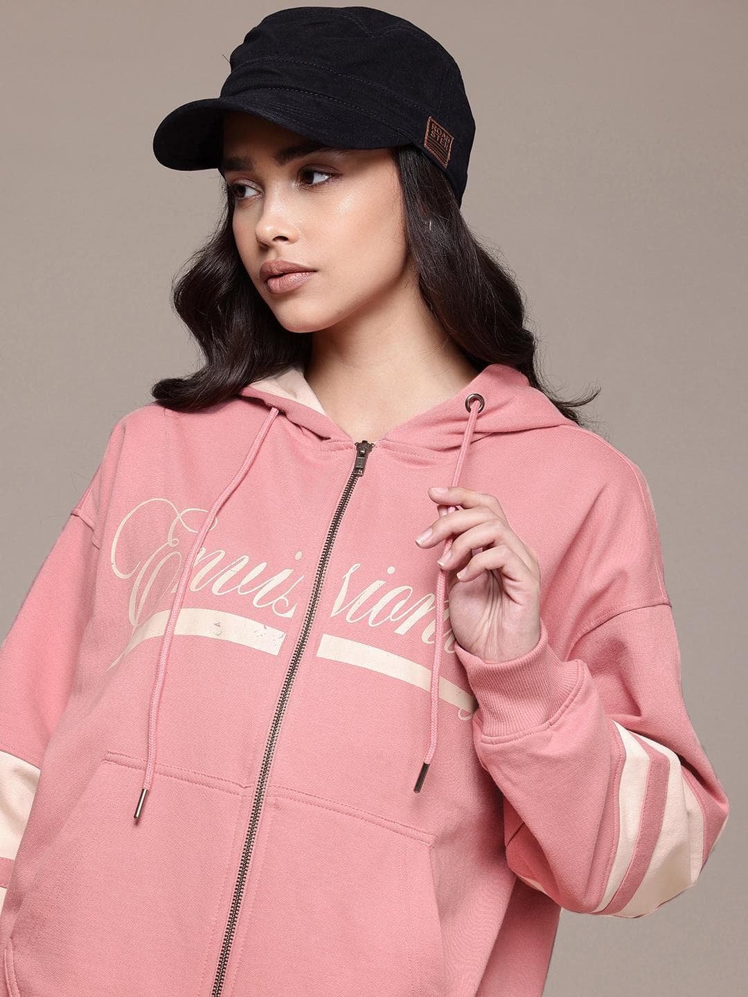 The Roadster Lifestyle Co. Women Printed Hooded Sweatshirt