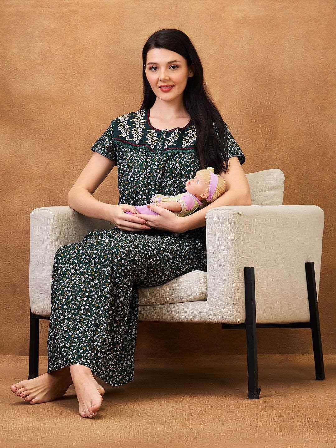AV2 Printed Maternity Pure Cotton Maxi Nightdress