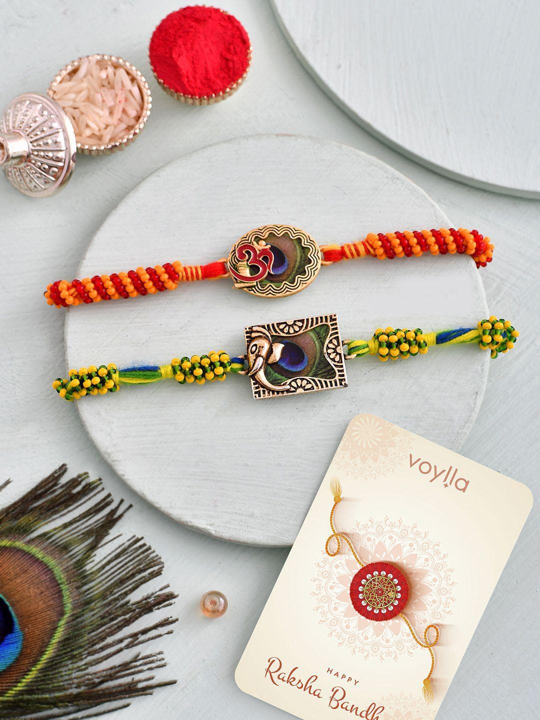 Traditional Motifs Men's Colourful Thread Rakhis